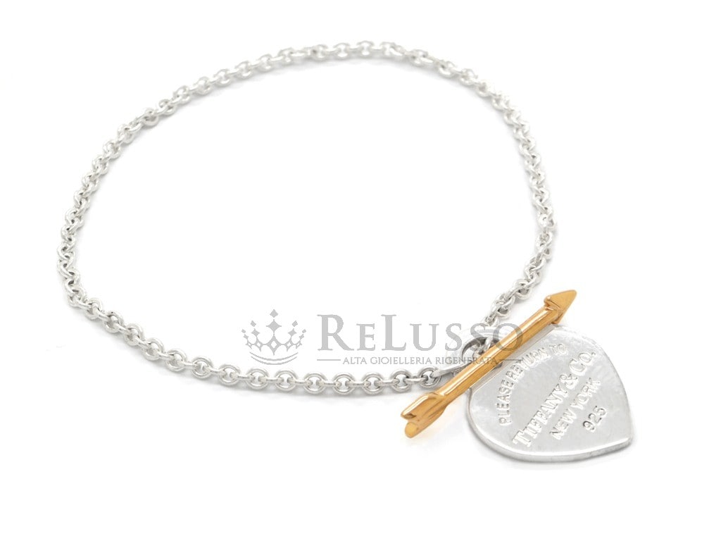 Bracciale Tiffany & Co. Lovestruck Heart Tag Bracelet in argento e oro rosa. foto7