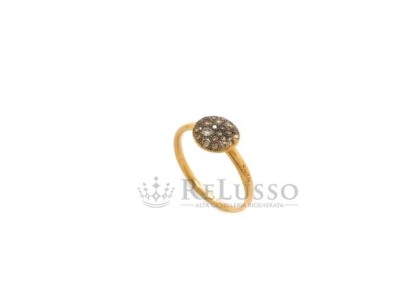 Anello Pomellato Sabbia in oro rosa 18kt e diamanti brown, modello piccolo rotondo. foto1