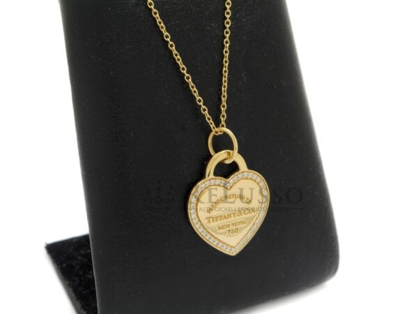 Collana Tiffany & Co. con pendente Heart tag con diamanti in oro giallo foto13