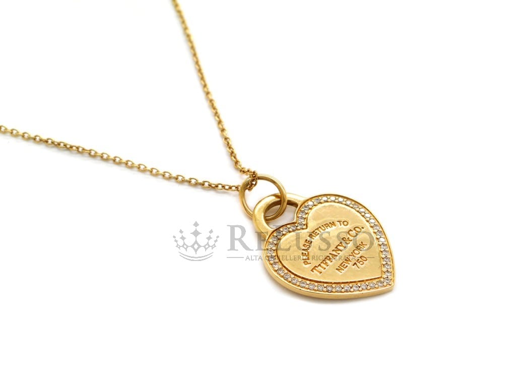 Collana Tiffany & Co. con pendente Heart tag con diamanti in oro giallo foto7