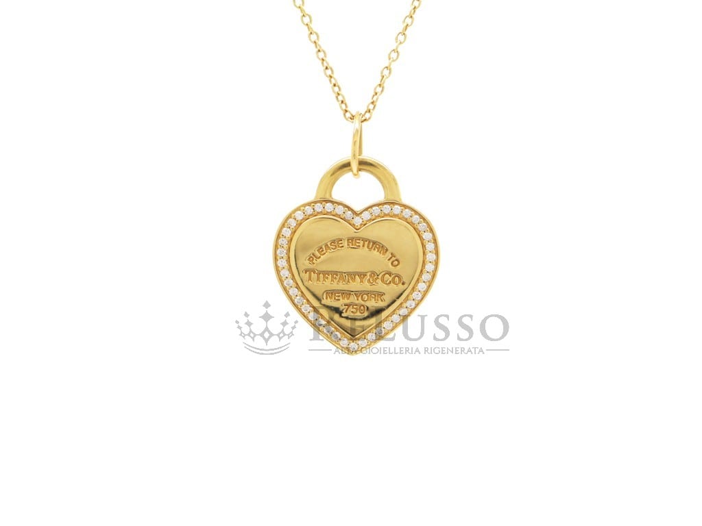 Collana Tiffany & Co. con pendente Heart tag con diamanti in oro giallo foto4