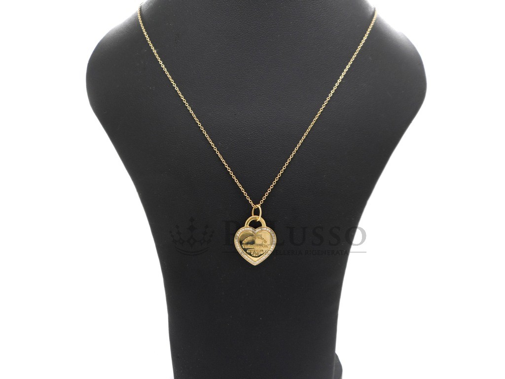 Collana Tiffany & Co. con pendente Heart tag con diamanti in oro giallo foto1