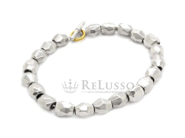 Bracciale Dodo a pepite sfaccettate in argento sterling 925. foto7