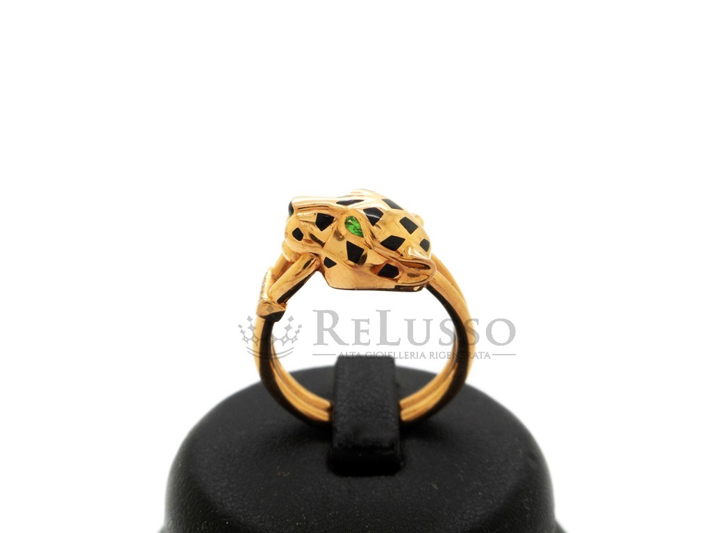 Anello Panthère de Cartier in oro rosa, diamanti, tsavorite e onice foto1