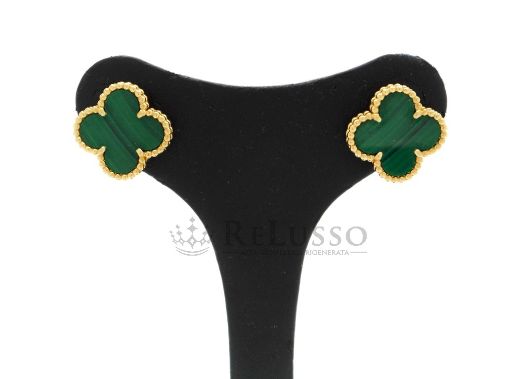 Orecchini Van Cleef & Arpels Vintage Alhambra con malachite. foto7