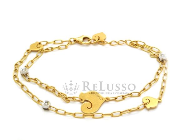 Bracciale Chantecler a due fili con simboli gallo in oro e diamanti. foto13