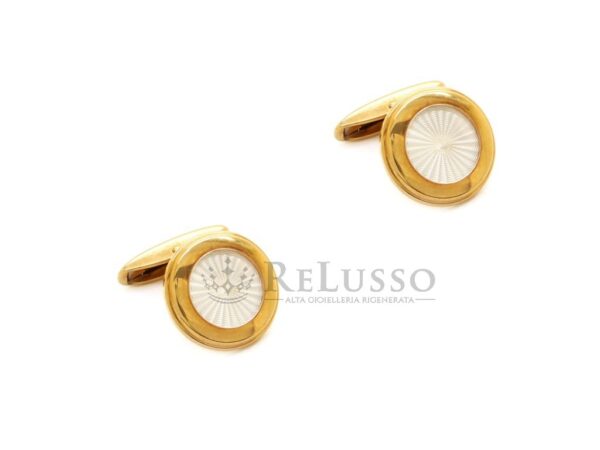 Gemelli Chopard in oro giallo 18kt con smalto guilloché foto1