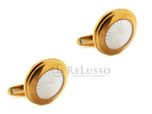 Gemelli Chopard in oro giallo 18kt con smalto guilloché foto7