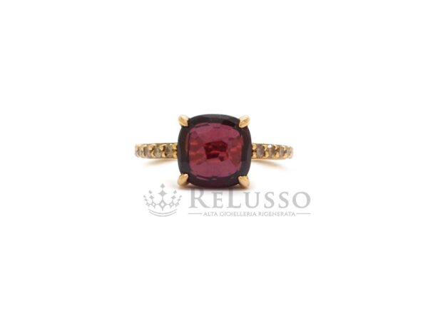 Anello Pomellato Baby in oro rosa, granato rodolite e diamanti brown. foto7